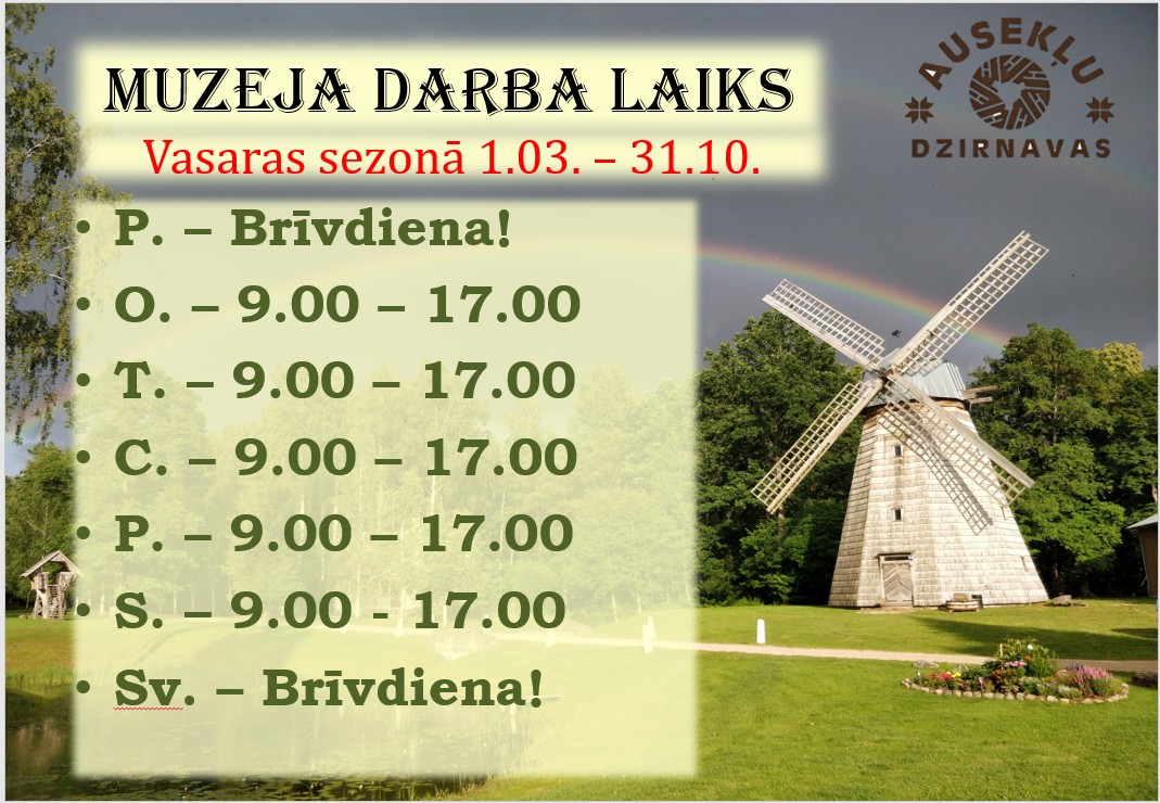 Muzeja darba laiks 2026 vasara